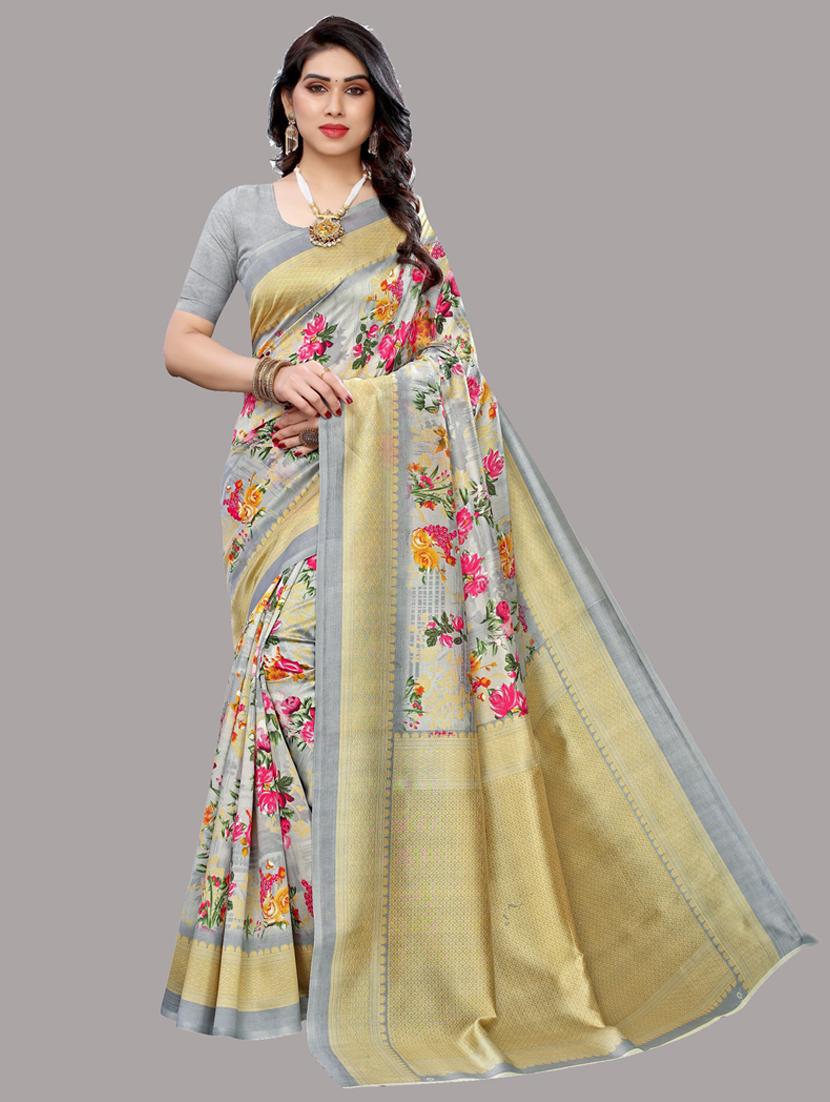 ditsy floral banarasi saree with blouse - 19603199 -  Zoom Image - 0