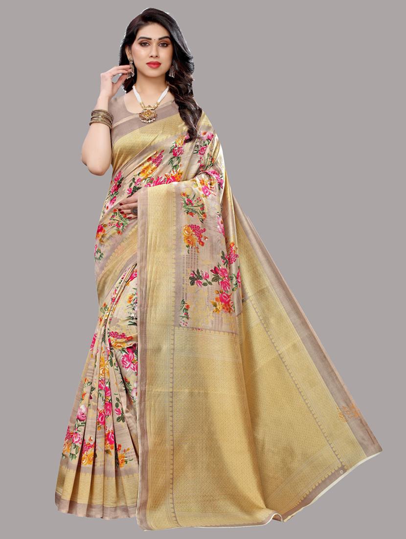 ditsy floral woven saree with blouse - 19603222 -  Zoom Image - 0