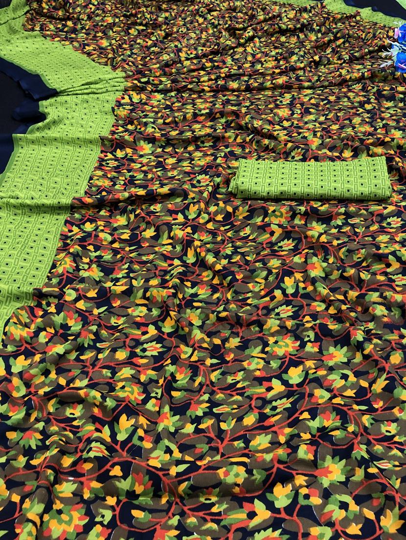 printed woven saree with blouse - 19603313 - Standard Image - 3