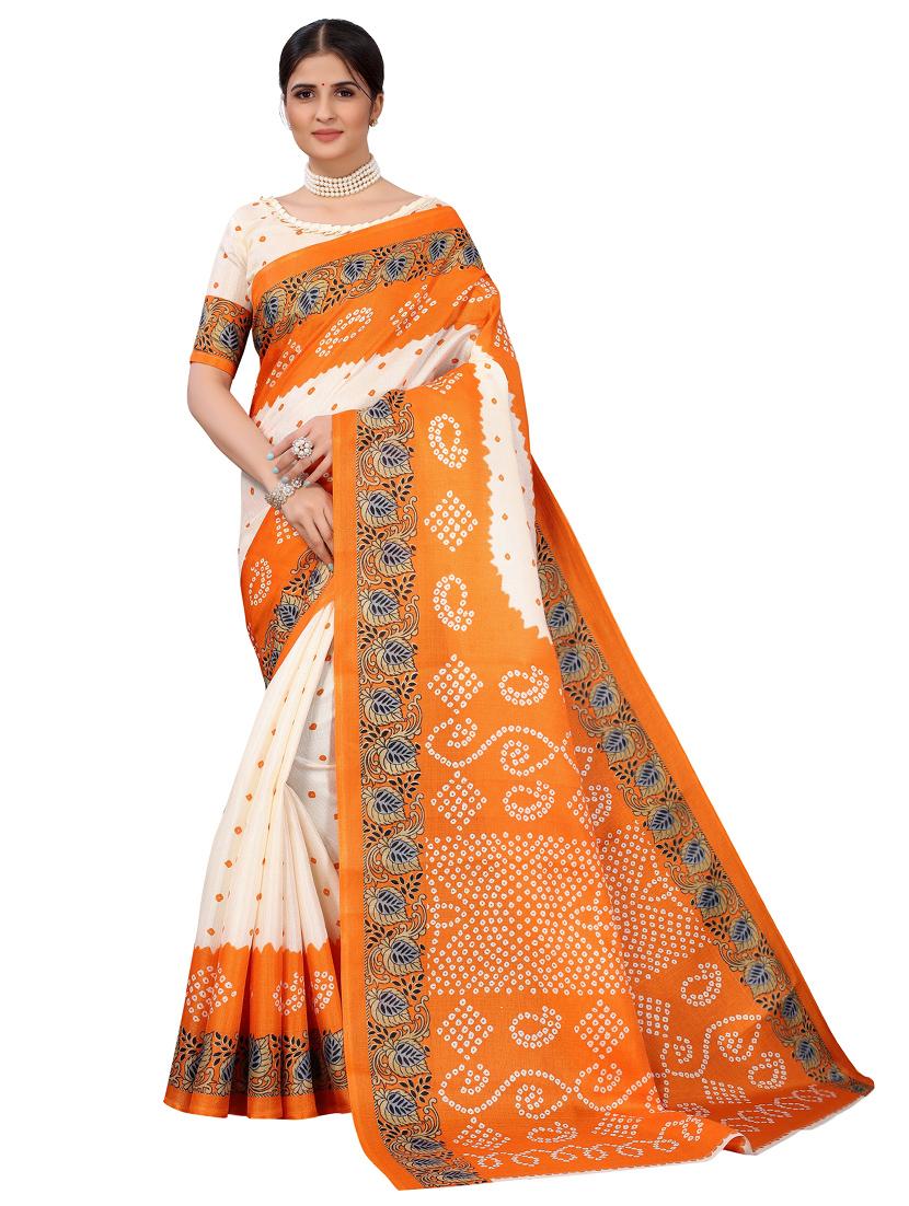 printed bandhani saree with blouse - 19603341 - Zoom Image - 0