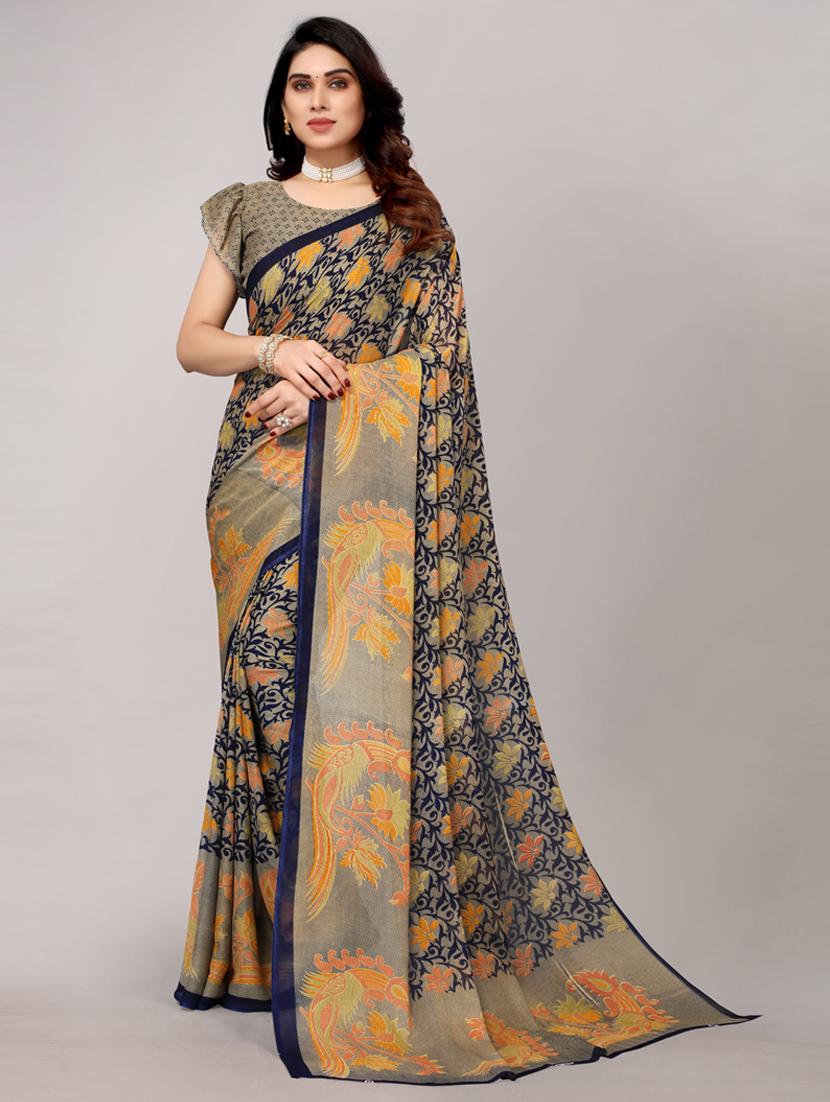 florals printed saree with blouse - 19603397 -  Zoom Image - 0