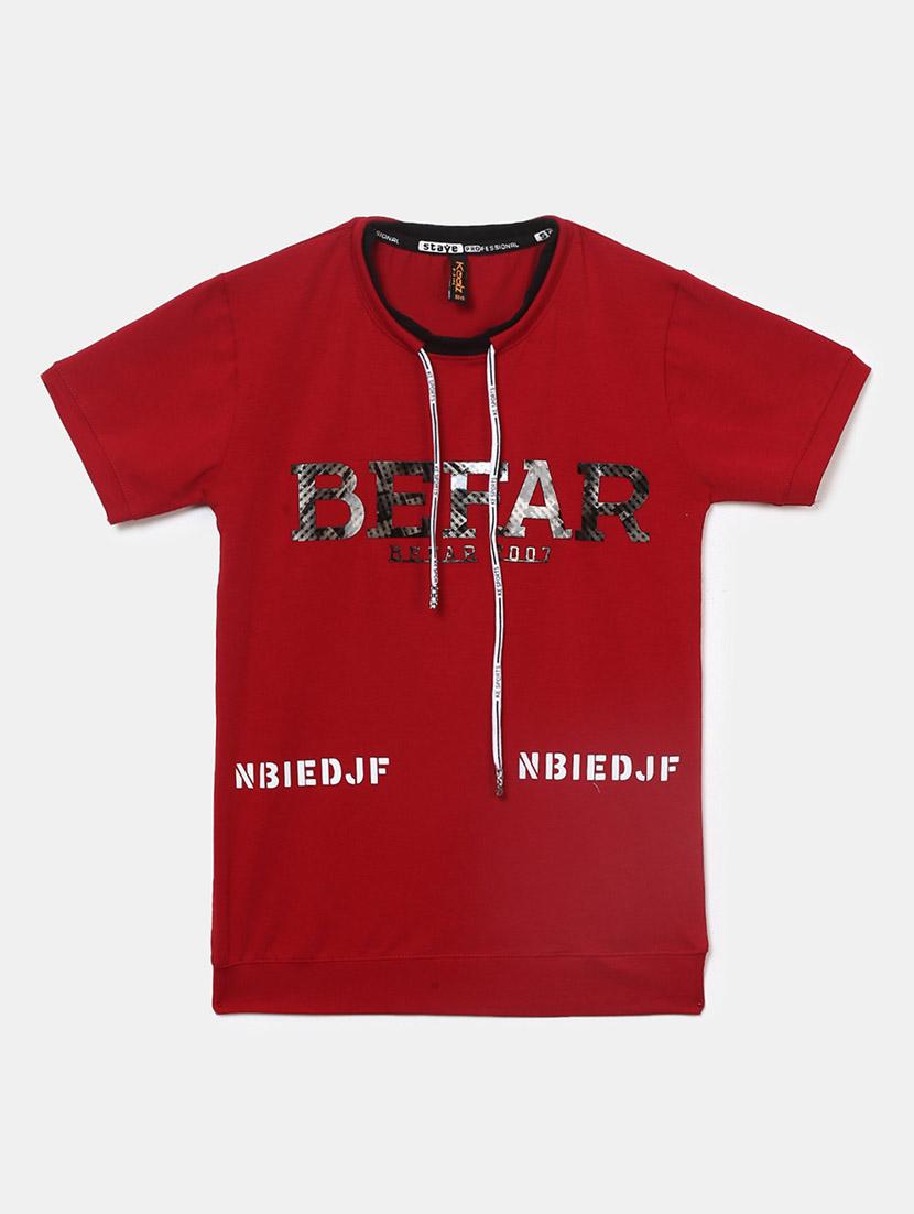 boys drawstring round neck printed t-shirt - 19603582 - Zoom Image - 0