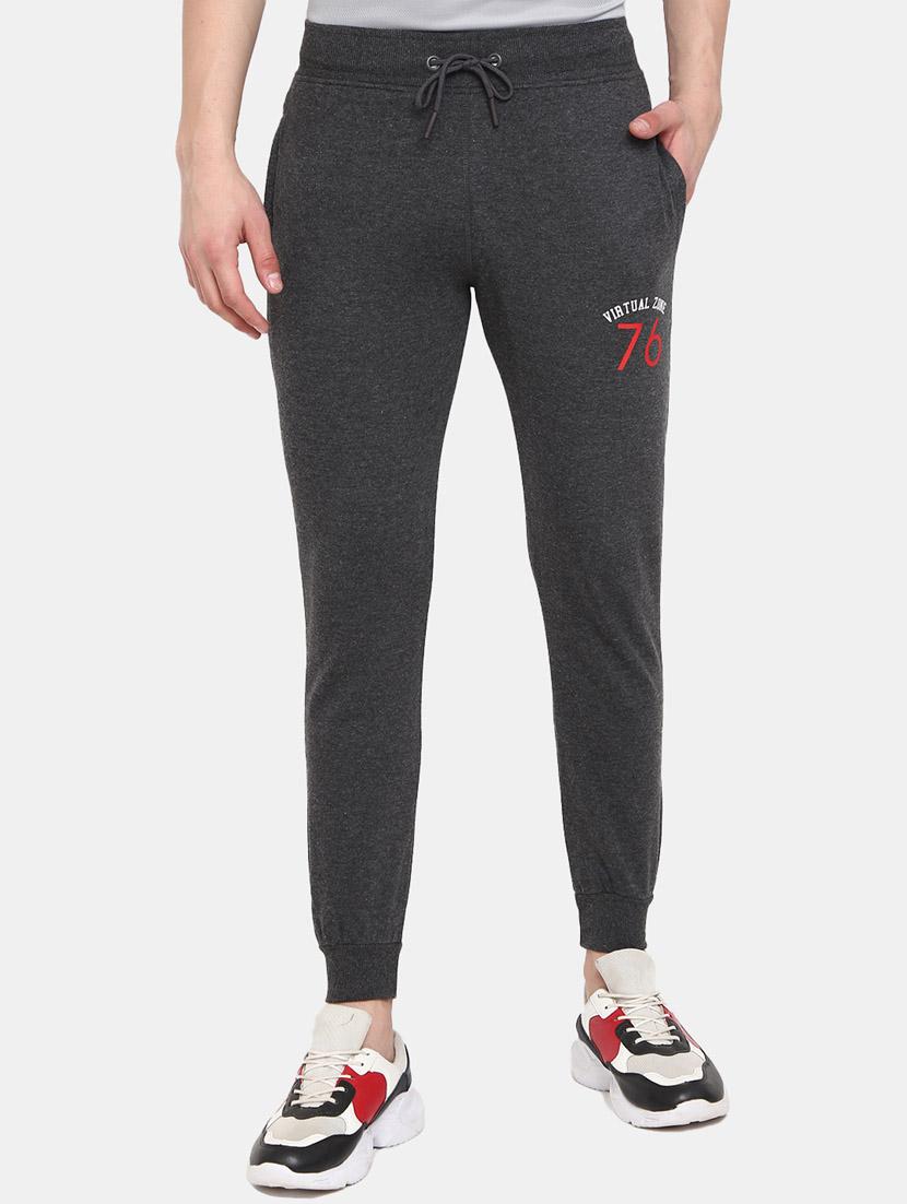 grey solid casual track pant