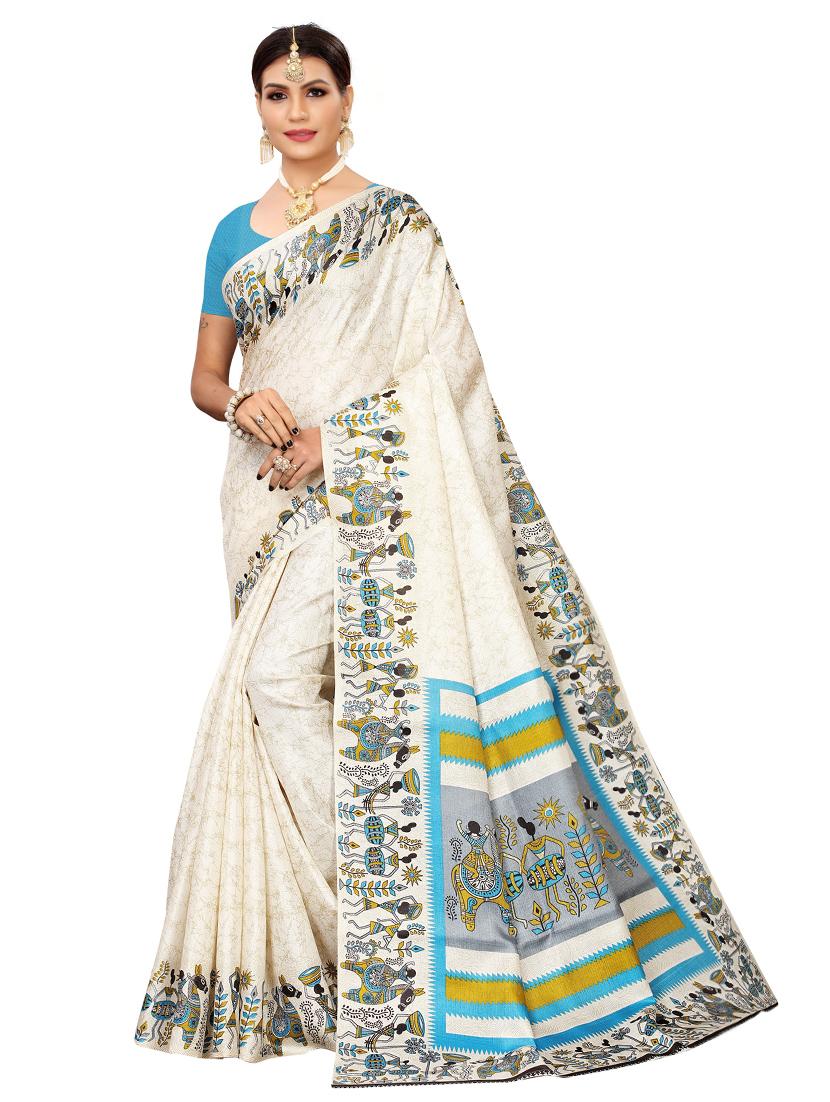 self design printed saree with blouse - 19604510 - Zoom Image - 0