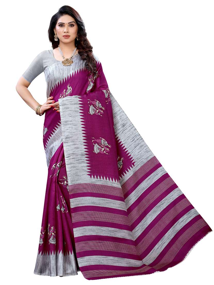 self design printed saree with blouse