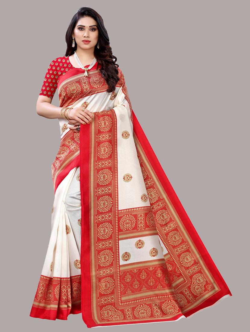 self design printed saree with blouse - 19604574 - Zoom Image - 0