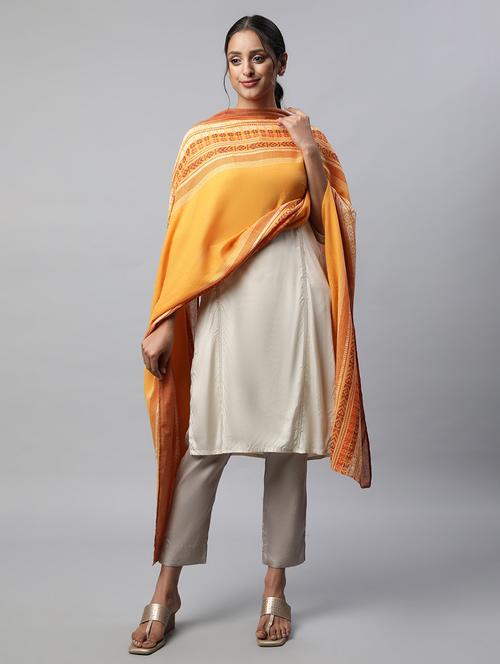 yellow self design woven dupatta - 19605191 - Standard Image - 0
