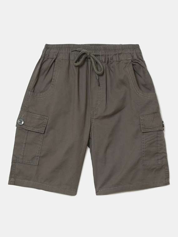 boys mid rise grey solid shorts