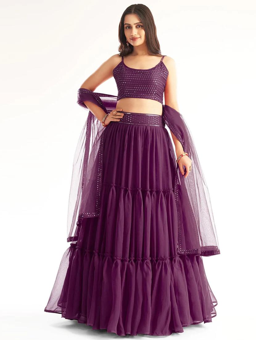 semi stitched lehenga choli with dupatta set - 19607779 - Zoom Image - 0