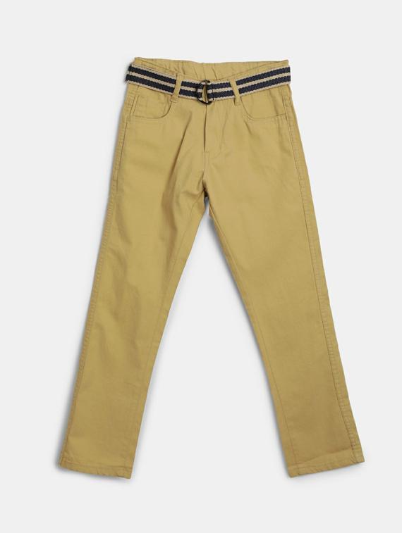 boys mid rise beige solid chinos