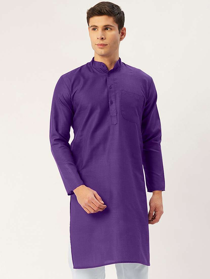 mandarin collar solid cotton kurta