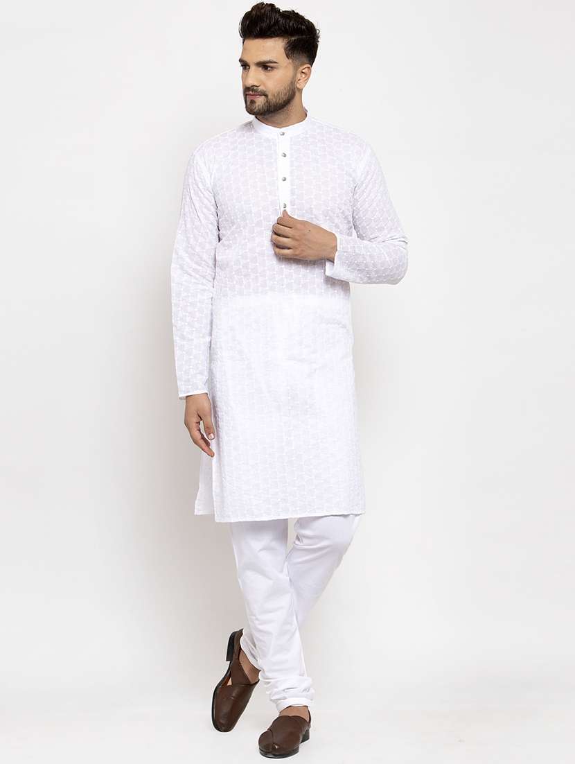 mandarin collar cotton kurta - 19608015 -  Standard Image - 3