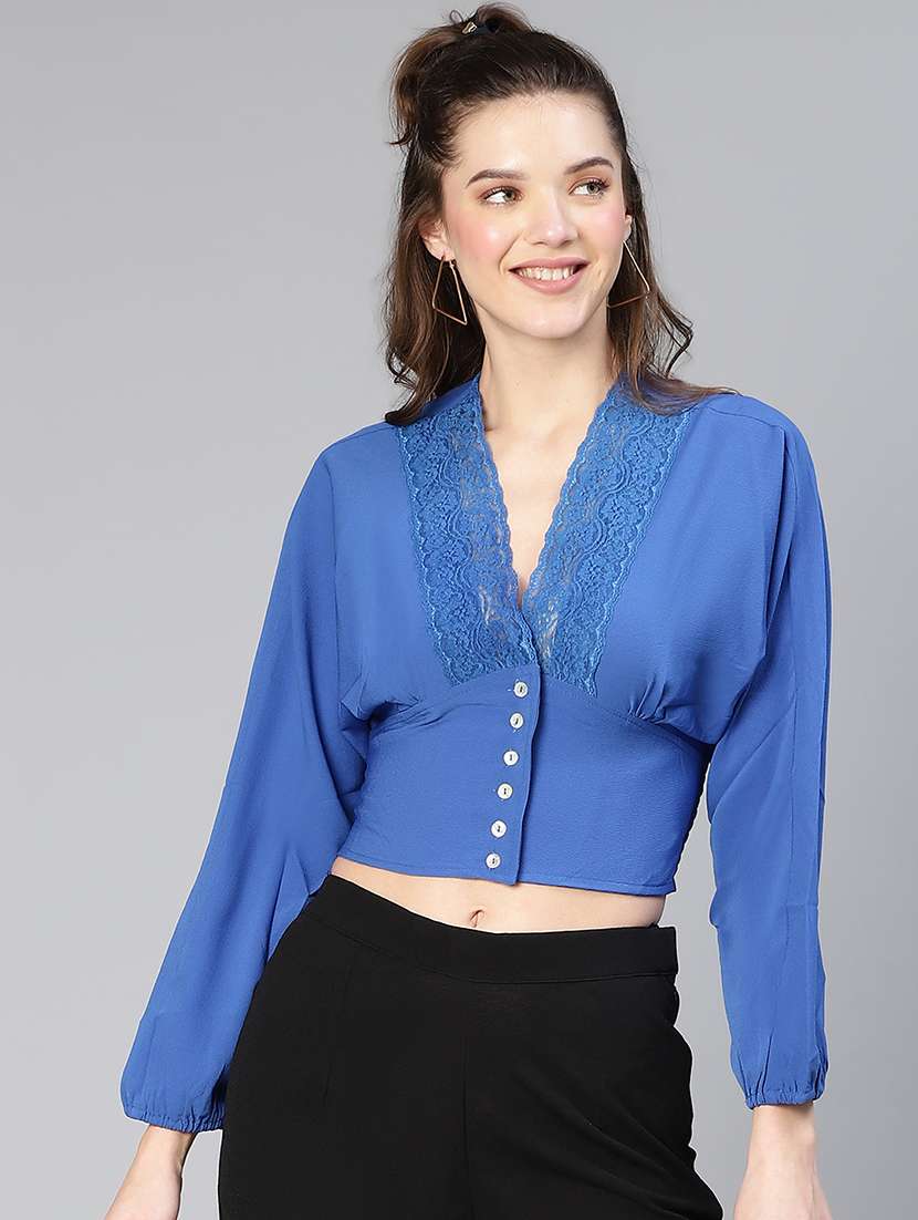 women's blouson v neck top