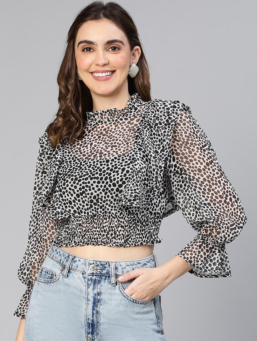 women's crop round neck top - 19608145 -  Zoom Image - 0