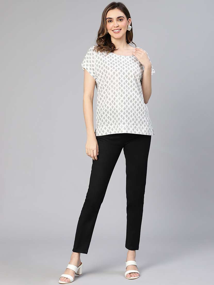 women's straight round neck top - 19608153 - Standard Image - 3