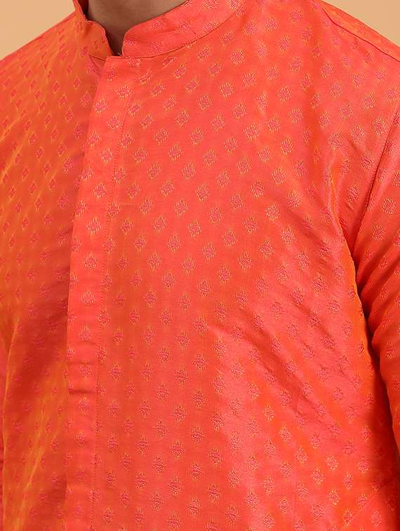 men self design mandarin neck long kurta - 19608199 -  Standard Image - 3