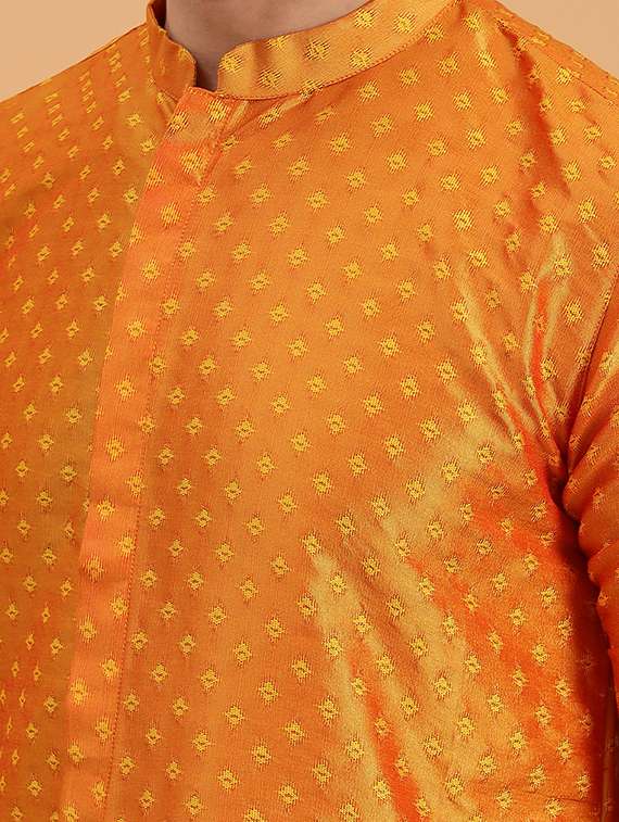 men self design mandarin neck long kurta - 19608200 - Standard Image - 3