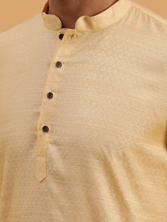 men self design mandarin neck long kurta - 19608215 - Standard Image - 3