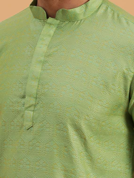 mandarin collar cotton kurta - 19608230 -  Standard Image - 3