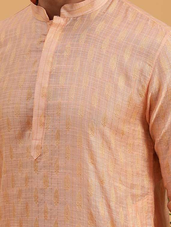 Mandarin Collar Cotton Kurta - 19608236 -  Standard Image - 3