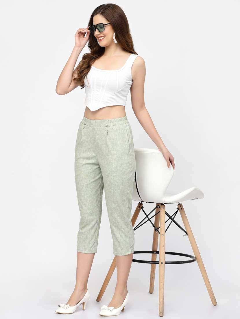 women solid cigarette pant  - 19608743 -  Standard Image - 3