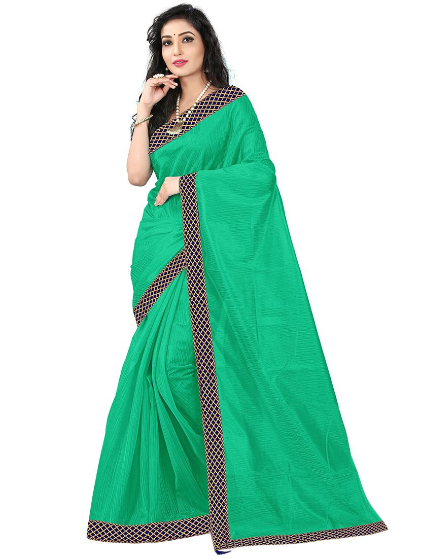 solid bordered saree with blouse - 19611881 - Zoom Image - 0