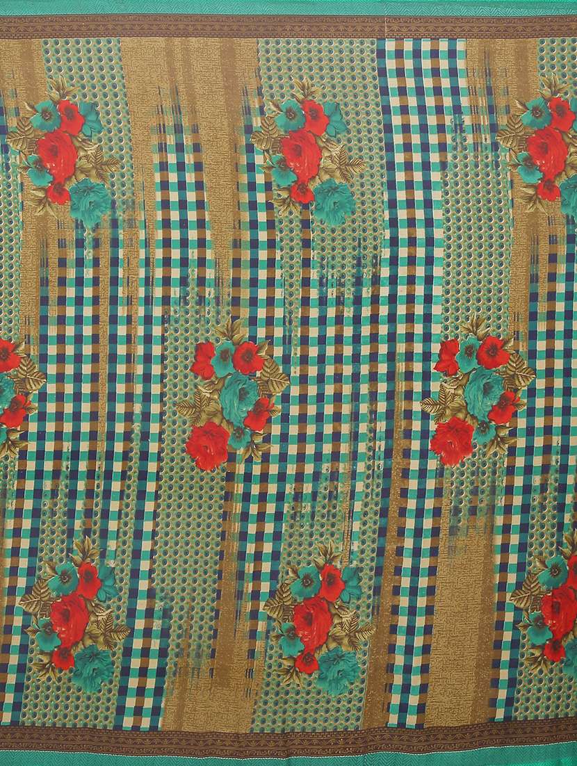 women's checks multi colored saree with blouse - 19613942 -  Standard Image - 3