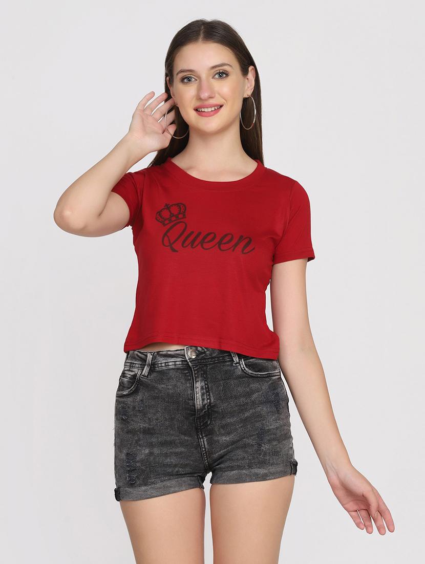 women's front print round neck t-shirt - 19614211 - Zoom Image - 0