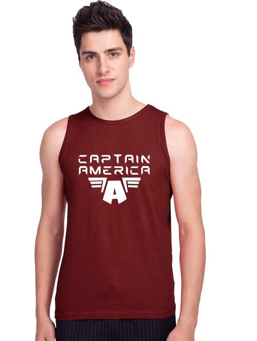 maroon chest-printed vest - 19615604 -  Standard Image - 0