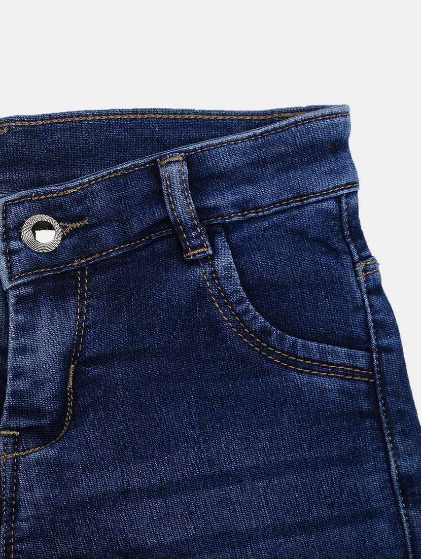 blue denim solid shorts  - 19616106 -  Standard Image - 3