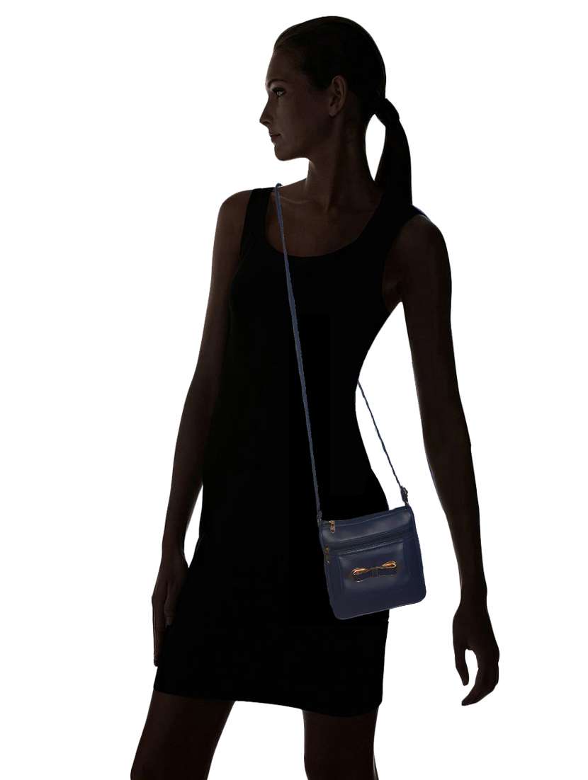 navy blue leatherette sling bag - 19616182 - Standard Image - 5