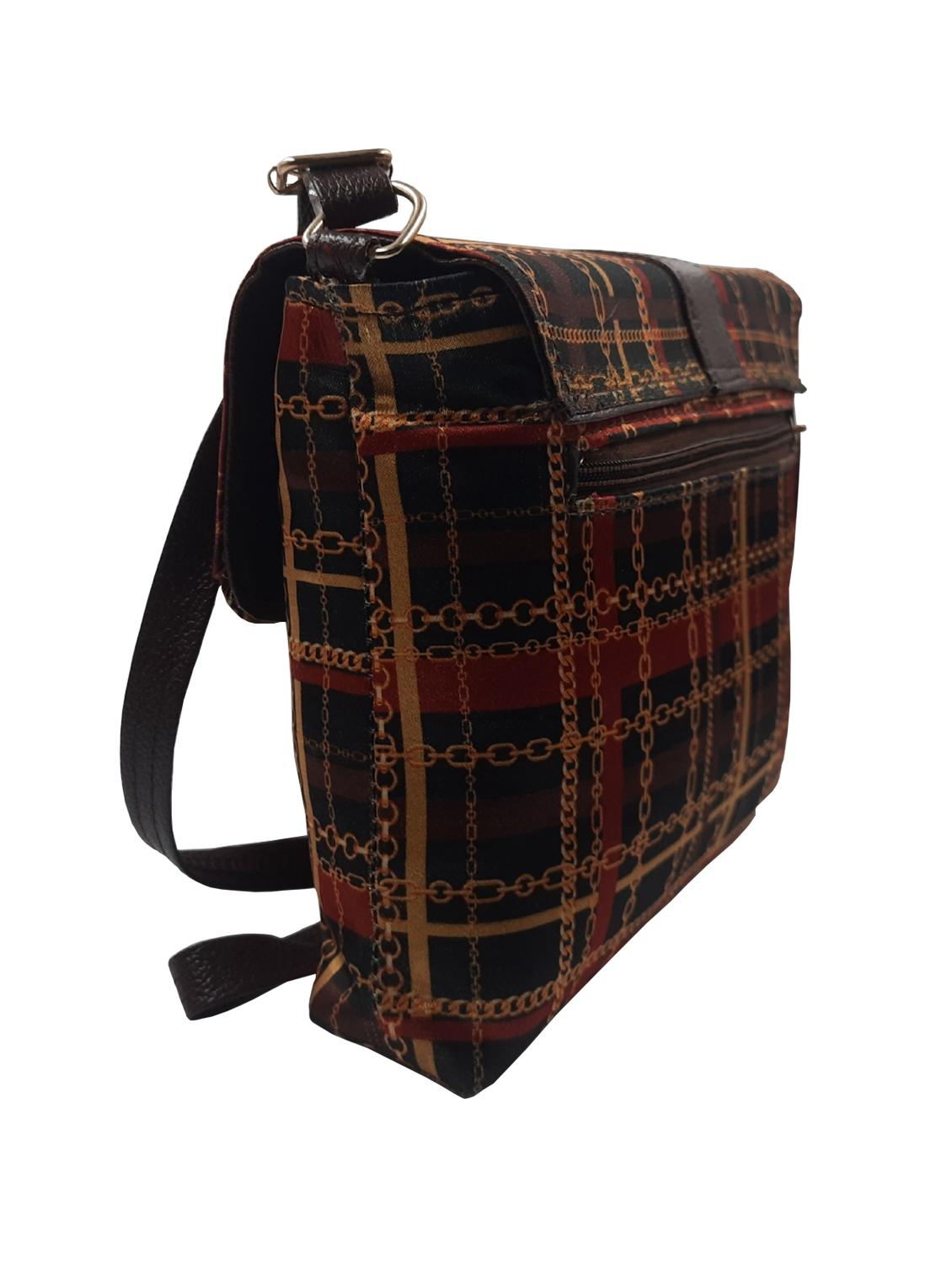 black printed leatherette sling bag - 19616185 - Standard Image - 3