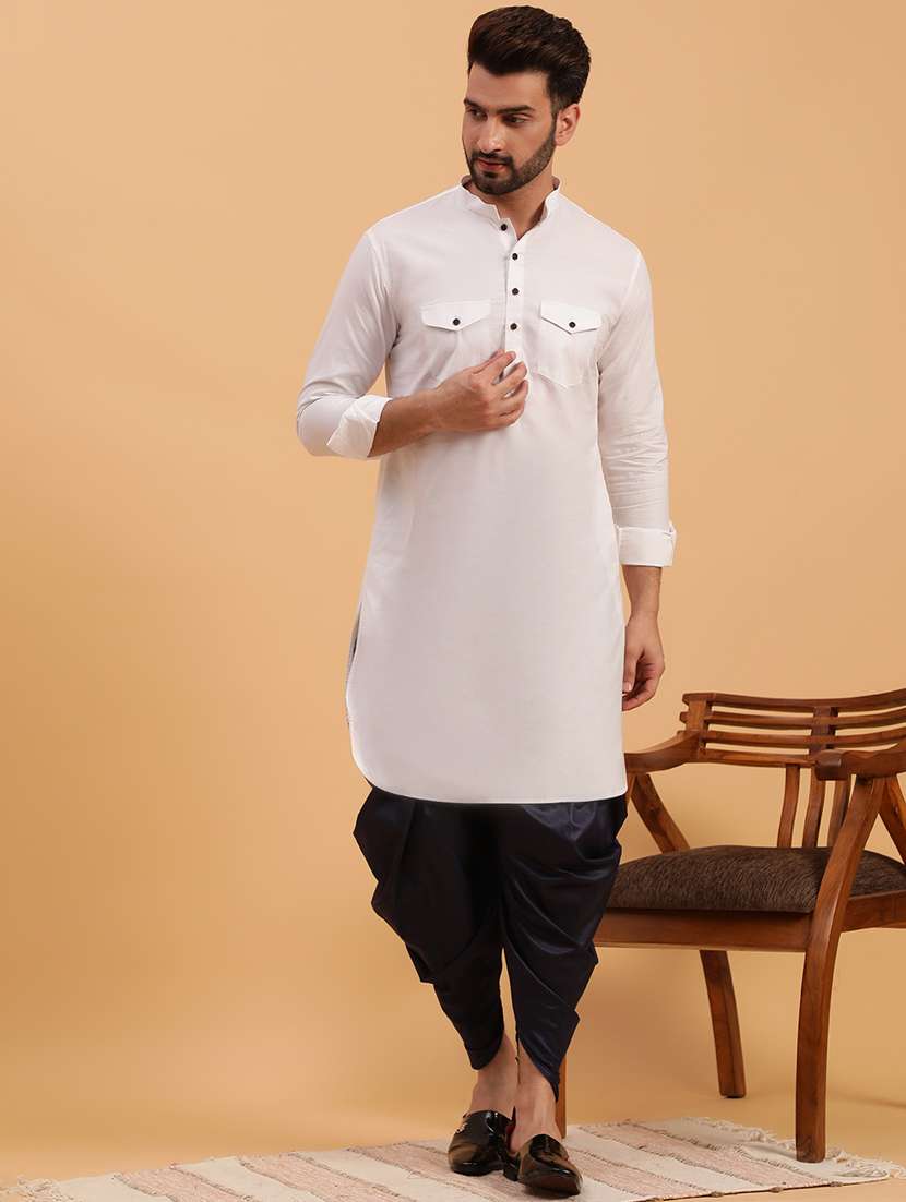 men solid dhoti kurta ethnic wear set