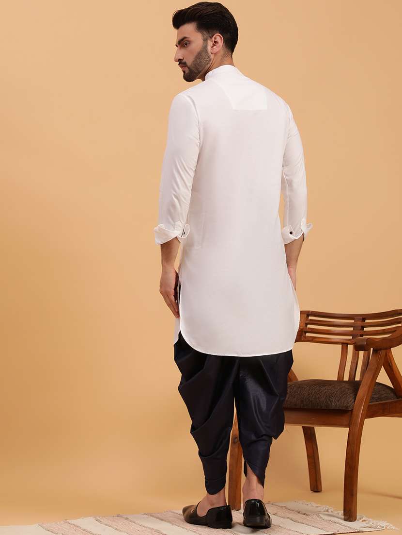 men solid dhoti kurta ethnic wear set - 19616354 - Standard Image - 3
