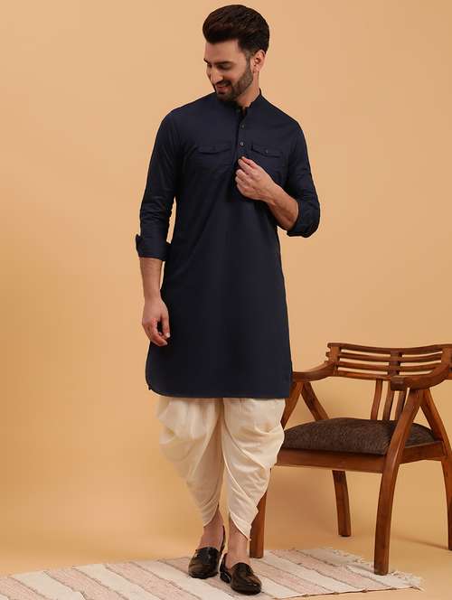 men solid dhoti kurta ethnic wear set - 19616358 - Standard Image - 0