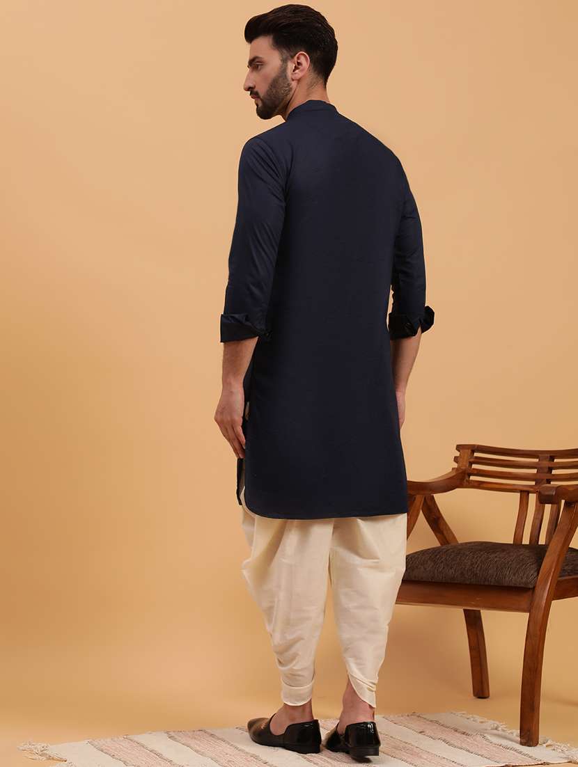 men solid dhoti kurta ethnic wear set - 19616358 - Standard Image - 3