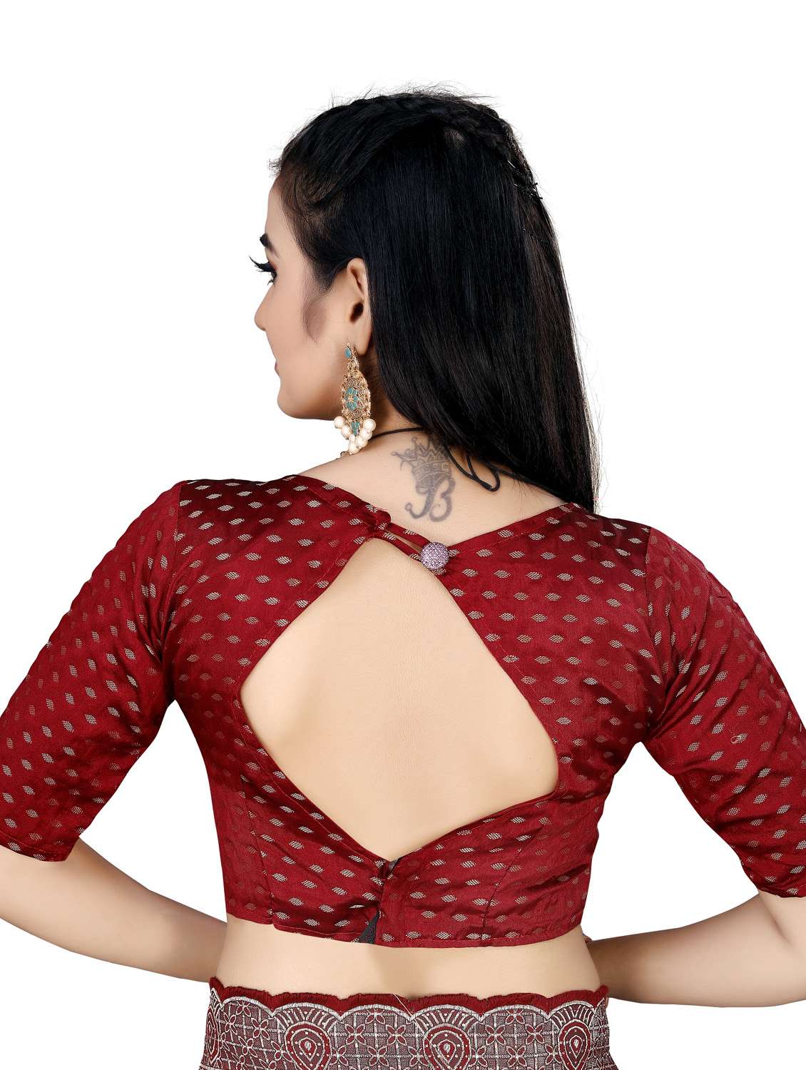 solid bordered saree with blouse - 19616360 - Standard Image - 5