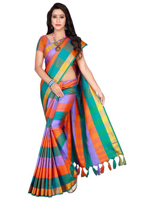 checked printed saree - 19616471 - Standard Image - 0