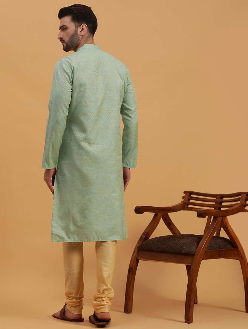 Men Self Design Kurta Churidar Ethnic Wear Set