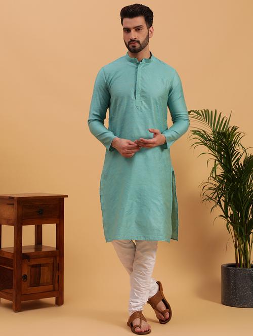 men self design kurta churidar ethnic wear set - 19616530 - Standard Image - 0