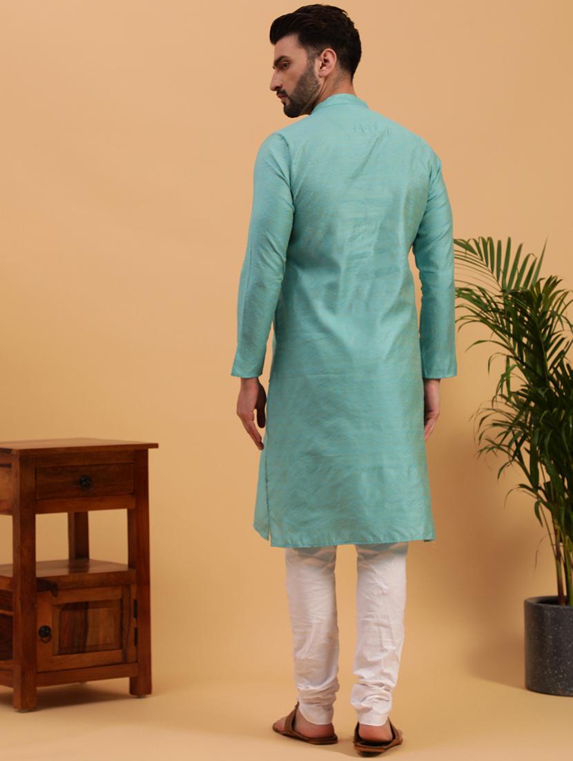 men self design kurta churidar ethnic wear set - 19616530 - Standard Image - 3