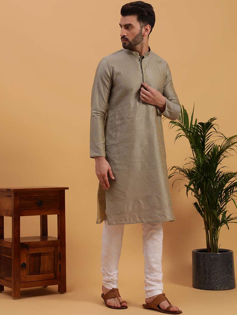 Men Self Design Kurta Churidar Ethnic Wear Set