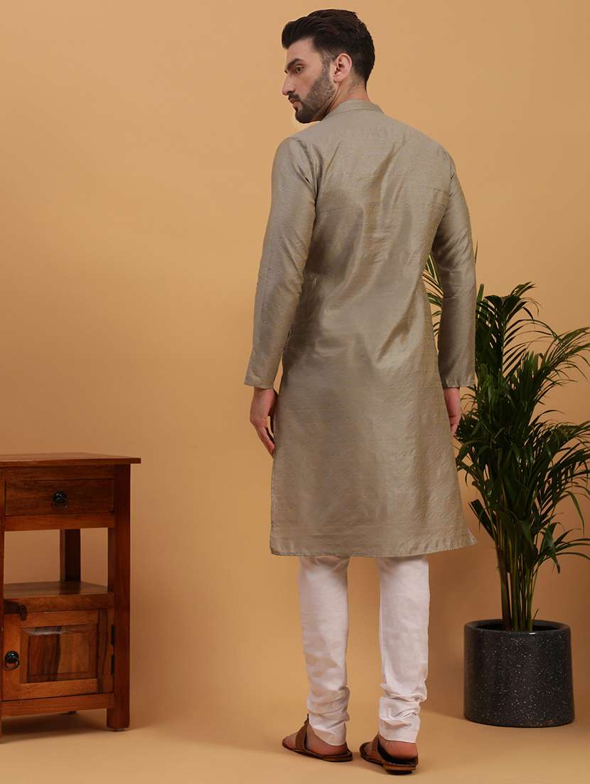 Men Self Design Kurta Churidar Ethnic Wear Set