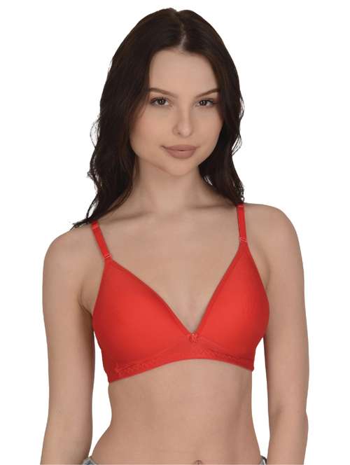 red cotton plunge bra - 19616684 -  Standard Image - 0