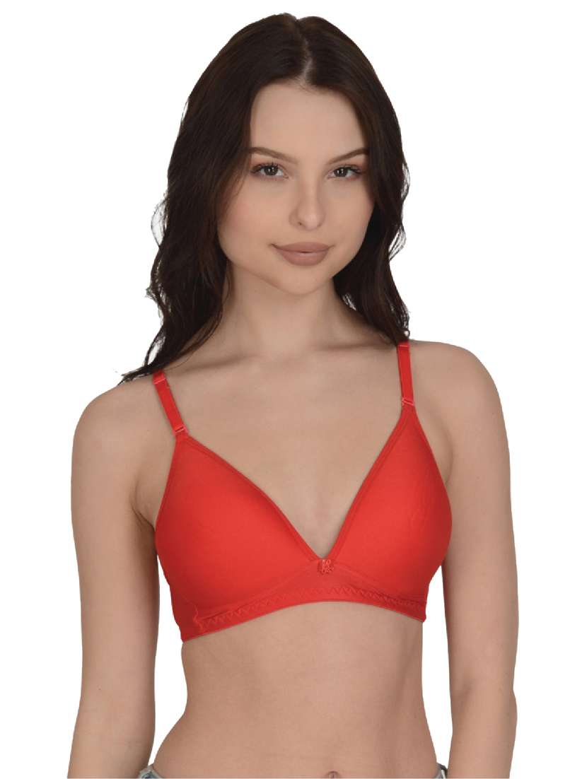 red cotton plunge bra