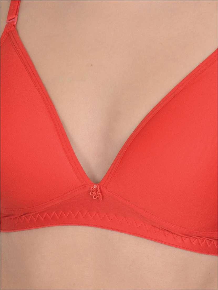 red cotton plunge bra - 19616684 - Standard Image - 3
