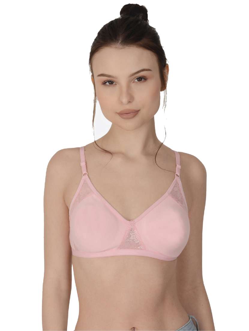 pink cotton regular bra
