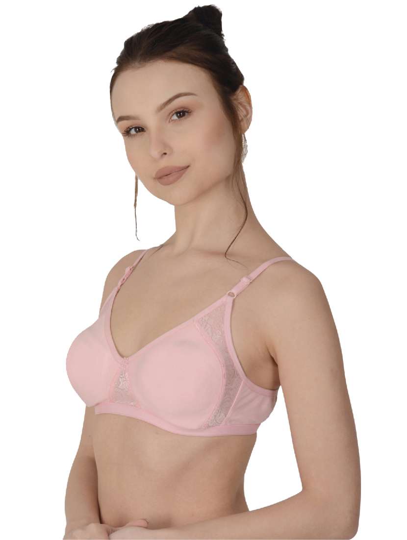 pink cotton regular bra - 19616692 - Standard Image - 3