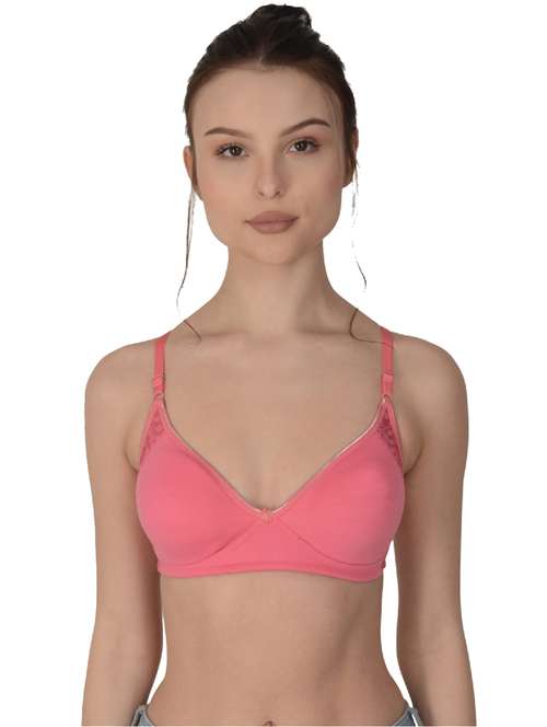pink cotton regular bra - 19616694 - Standard Image - 0