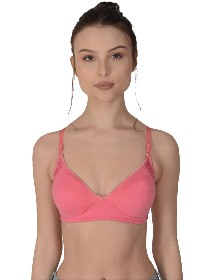 pink cotton regular bra - 19616694 - Zoom Image - 0